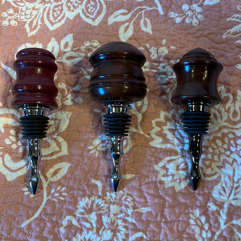 Elegant Wood Bottle Stoppers -Set of 3
